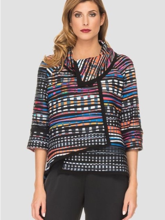 Joseph Ribkoff Tops - Joseph Ribkoff Multicolor Striped Draped Jacket Sz 10